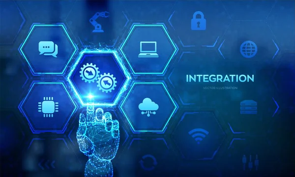 Sistema Datos Integración Concepto Tecnología Integración Sistemas Tecnología Industrial Inteligente — Vector de stock