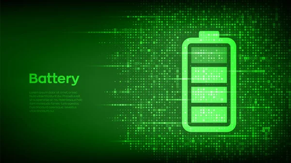 Ikona Baterii Wykonana Znaków Elektrycznych Zielona Energia Stacja Ładująca Akumulator — Wektor stockowy