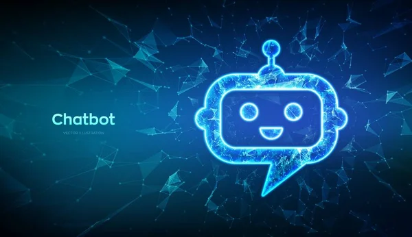 Chatbot Low Poly Abstrakte Roboter Chat Kopf Symbol Das Symbol — Stockvektor