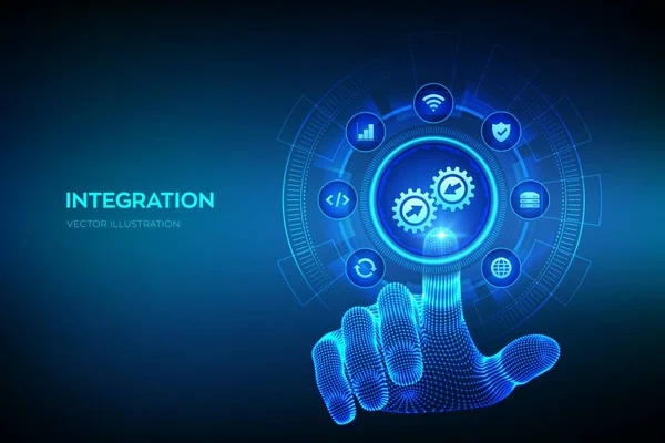 Integrációs Adatrendszer Rendszerintegrációs Koncepció Virtuális Képernyőn Ipari Intelligens Technológia Üzleti — Stock Vector