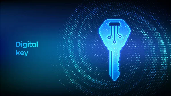 Digitális Kulcs Elektronikus Kulcs Ikon Bináris Kóddal Kiberbiztonság Hozzáférési Háttér — Stock Vector