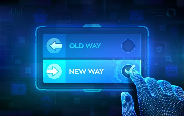Old Way New Way Tomar Uma Decisão Adaptação Conceito Negócio — Vetor de Stock