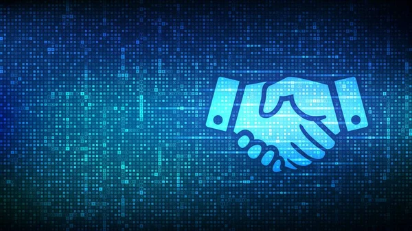 Kézfogás Ikon Készült Valuta Szimbólumokkal Üzlettársi Kapcsolat Csapatmunka Együttműködés Kommunikáció — Stock Vector