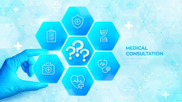 Perguntas Médicas Consulta Online Perguntas Frequentes Sobre Suporte Médico Pontos —  Vetores de Stock