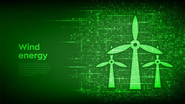 Windenergie Ikone Mit Stromschildern Windräder Hintergrund Windkraftanlage Alternative Energien Nachhaltige — Stockvektor