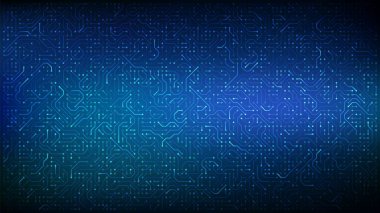 Circuit board background. PCB printed circuit texture. Blue circuit board pattern. High-tech technology abstract digital background. Vector Illustration clipart