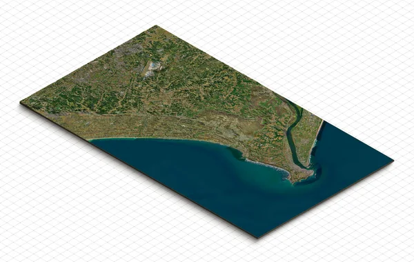 3d model of Narita, Chiba, Japan. Isometric map virtual terrain 3d for infographic. Geography and topography planet earth flattened satellite view
