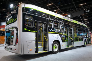 Elektrikli araç Marcopolo Attivi Padron MP21 400BED Sao Paulo şehrinde düzenlenen LAT.bus 2022 gösterisinde sergilenmektedir..