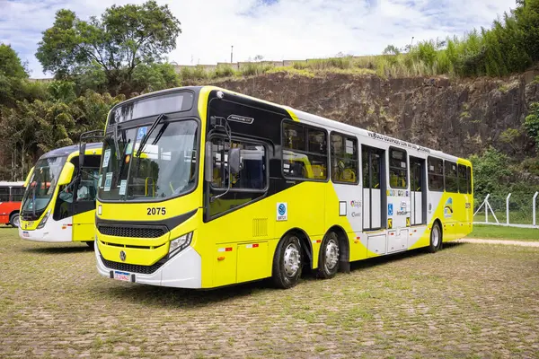 stock image Caio Apache Vip V Volkswagen 22280 ODS bus on display at Nineteenth Edition of Bus Brasil Fest 2023 show, held in the city of Campinas, Brazil.