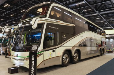 Otobüs aracı Busscar Panoramico DD NB1 Volvo B450R 2024, Brezilya 'nın So Paulo kentinde düzenlenen LAT.bus 2024 gösterisinde sergilendi..
