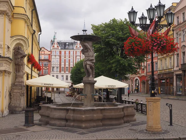 Fountain Old Market Square Swidnica Poland — Stock Photo, Image