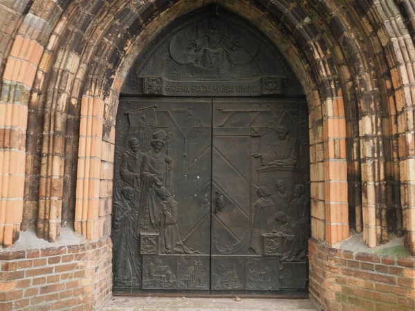 Puerta Una Iglesia Gryfino Polonia —  Fotos de Stock