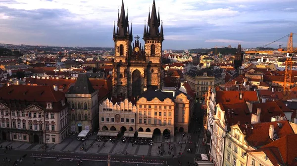 Pandangan Udara Dari Kota Tua Praha Czec Gereja Our Lady Stok Gambar Bebas Royalti
