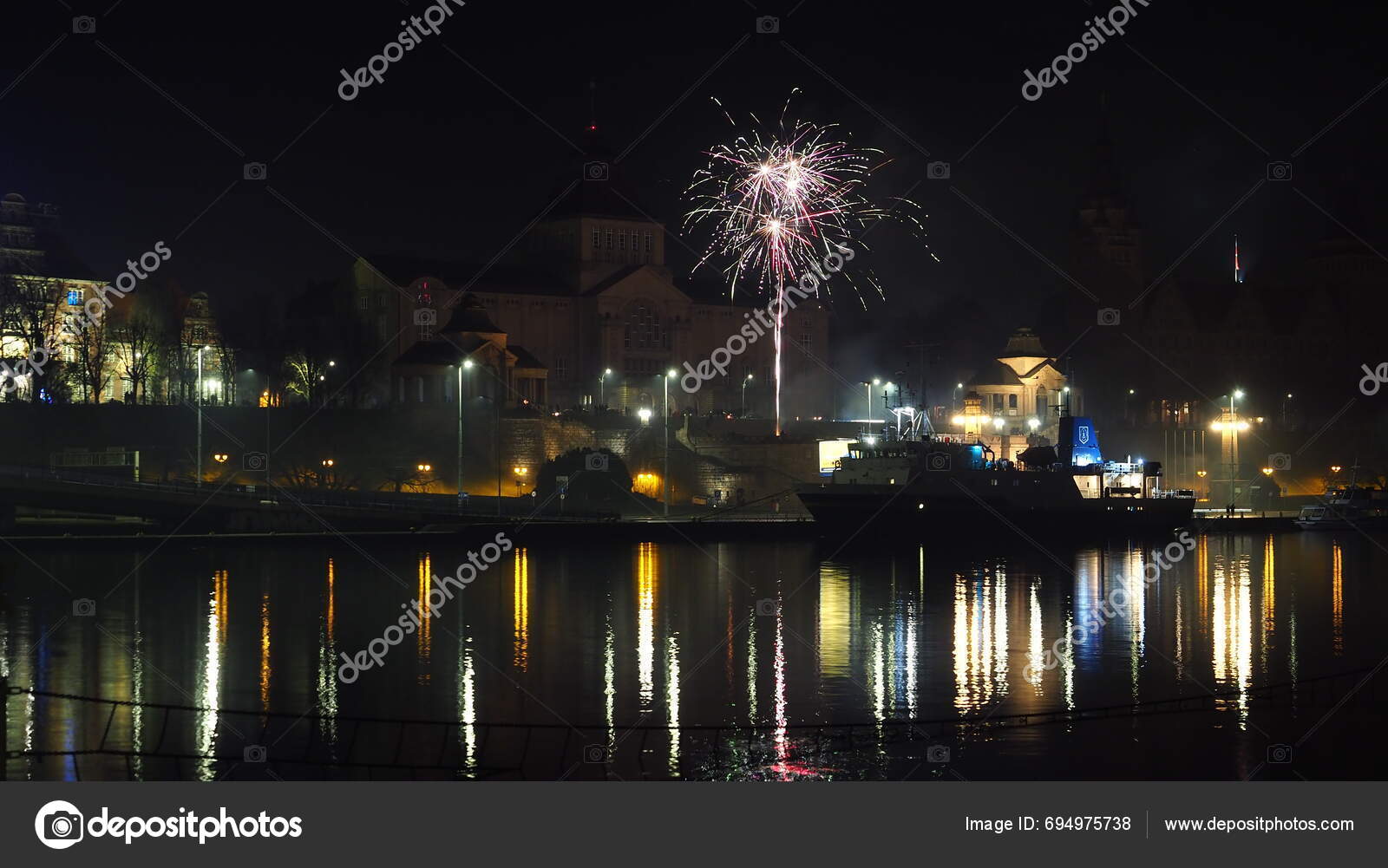 New Year's Eve Fireworks 2023 2024 Way Chrobrego Seen West Stock