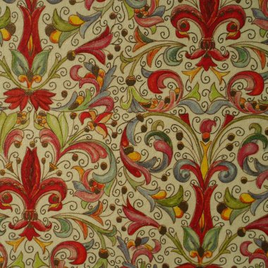 Ornate Vintage Floral Pattern with Red and Gold Accents - Florence Italy  clipart
