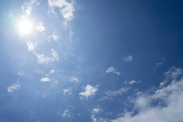Blue sky with a sparkling ray of light from the sun and clouds Filmed in Chiang mai City ,Thailand
