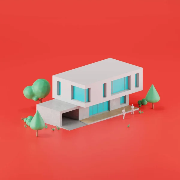 Візуалізація Сучасного Будинку Концепція Нерухомості — стокове фото