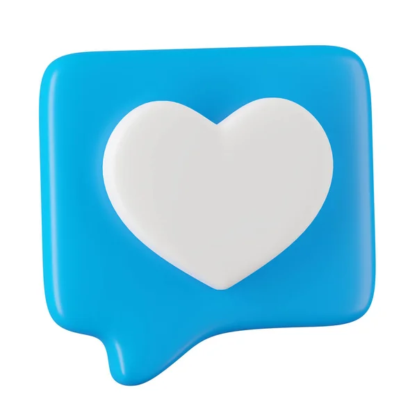 Render Heart Icon Speech Bubble Social Media Concept — 스톡 사진