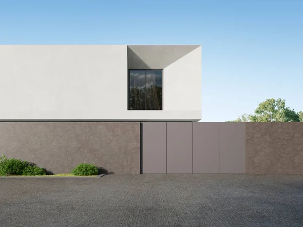 Rendering Casa Lusso Moderna Con Muro Garage Pavimento Cemento — Foto Stock