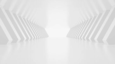 3d render of abstract white futuristic tunnel architecture. clipart
