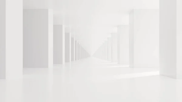 Renderowanie Abstrakcyjnej Białej Futurystycznej Architektury Tunelu — Zdjęcie stockowe