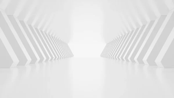 Weergave Van Abstracte Witte Futuristische Tunnelarchitectuur — Stockfoto