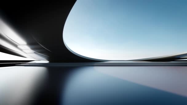 Weergave Van Abstracte Futuristische Architectuur Met Lege Betonnen Vloer — Stockvideo