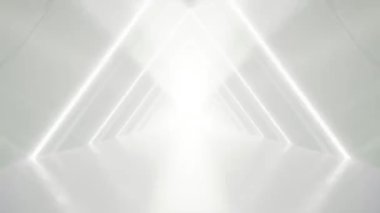 soyut beyaz fütüristik üçgen tünel mimarisi, döngü animasyonu.