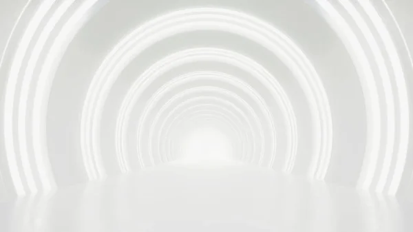 Αφηρημένη Λευκή Φουτουριστική Σήραγγα Κύκλο Αρχιτεκτονική Έννοια Σχεδιασμού Απόδοση — Φωτογραφία Αρχείου
