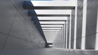 Akan gölgeli soyut beton tünel yapısının 3D görüntülenmesi.