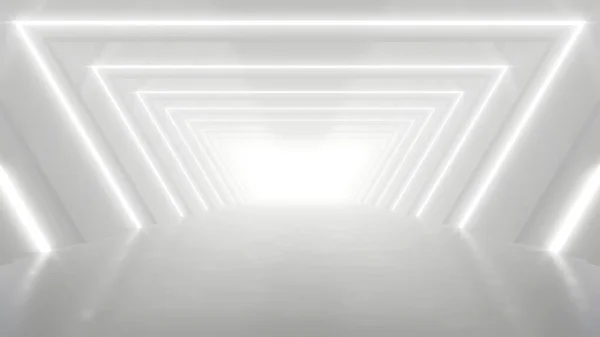Abstrakcyjny Biały Futurystyczny Tunel Geometryczny Koncepcja Architektury Renderowanie — Zdjęcie stockowe
