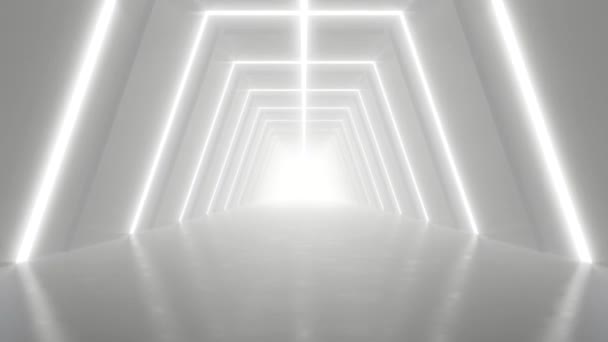 Tunnel Geometrico Astratto Bianco Futuristico Concetto Progettazione Architettonica Rendering Animazione — Video Stock