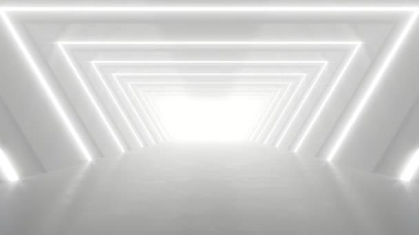 Abstrakt Vit Futuristisk Geometrisk Tunnel Arkitektur Design Koncept Rendering Loop — Stockvideo