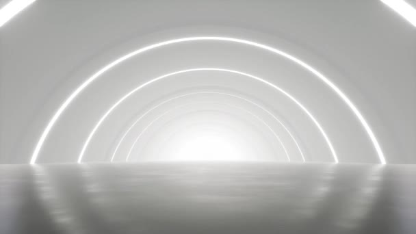 Abstraktní Bílá Futuristická Architektura Obloukového Tunelu Vykreslování Animace Smyčky — Stock video