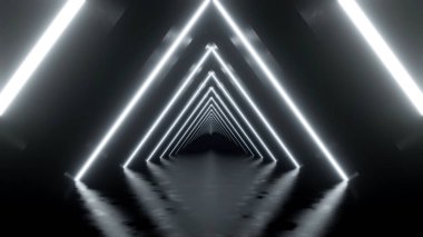 Karanlıkta parlayan üçgenin soyut aydınlık tüneli.
