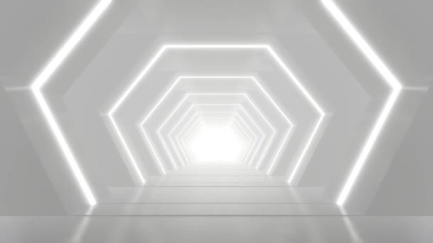 Abstraktní Bílá Futuristická Trojúhelníková Architektura Tunelu Smyčková Animace — Stock video