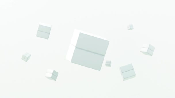 Animación Abstracta Cubo Blanco Geométrico Bucle Animación Renderizado — Vídeos de Stock