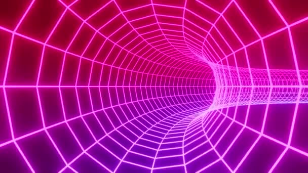 Abstraktes Drahtgestell Futuristischer Geometrischer Tunnel Schleifenanimation — Stockvideo