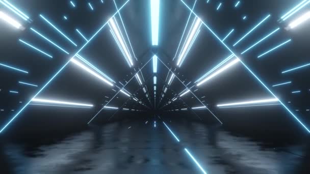 Ztvárnění Temného Abstraktního Sci Tunelu Futuristického Trojúhelníkového Koridoru Kosmické Lodi — Stock video