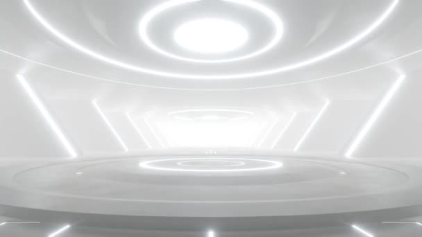Streszczenie Białego Futurystycznego Tunelu Geometrycznego Koncepcja Architektury Animacja Pętli — Wideo stockowe