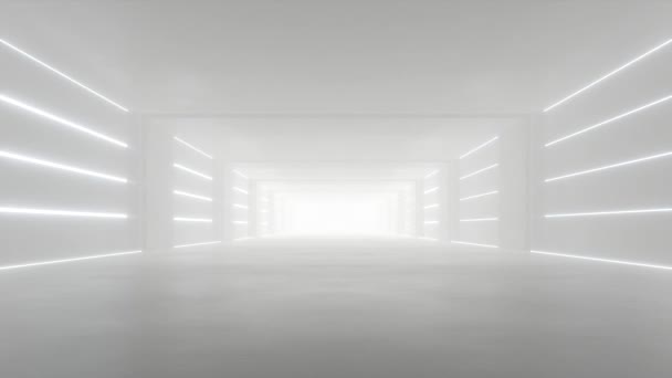 Abstraktní Bílý Futuristický Geometrický Tunel Koncepce Architektonického Designu Smyčka Animace — Stock video