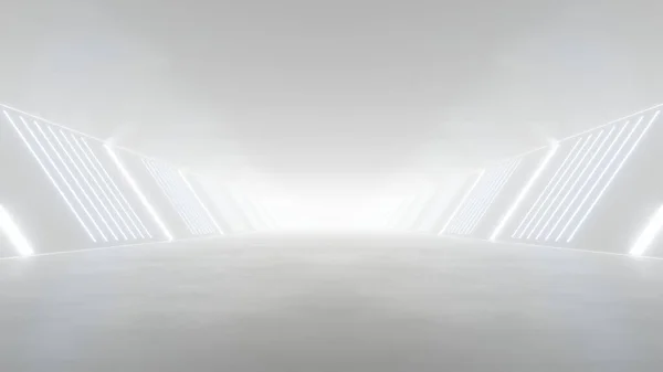 Renderelése Fehér Elvont Sci Alagút Futurisztikus Űrhajó Folyosó — Stock Fotó