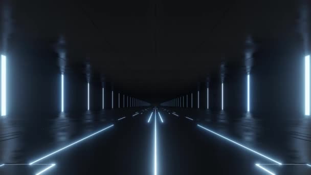 Renderowanie Ciemnego Abstrakcyjnego Tunelu Sci Futurystyczny Korytarz Statku Kosmicznego Animacja — Wideo stockowe