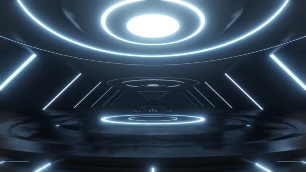 Ztvárnění Temného Abstraktního Sci Tunelu Futuristického Koridoru Kosmické Lodi Animace — Stock video