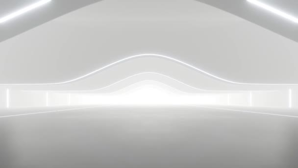 Túnel Geométrico Futurista Branco Abstrato Conceito Design Arquitetura Animação Loop — Vídeo de Stock