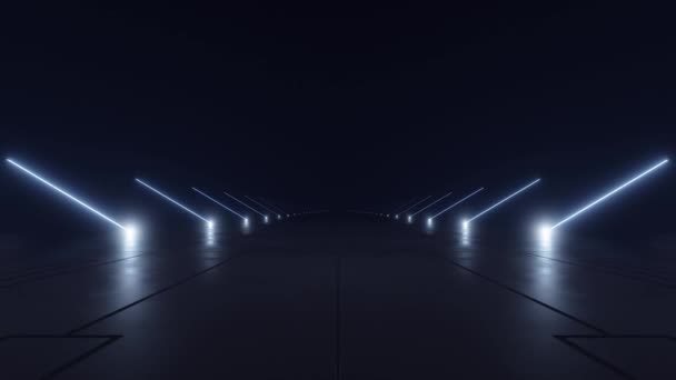 Streszczenie Ciemnego Tunelu Sci Futurystyczny Korytarz Statku Kosmicznego Animacja Pętli — Wideo stockowe