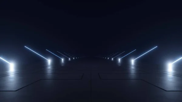 Renderizado Túnel Oscuro Abstracto Ciencia Ficción Corredor Naves Espaciales Futuristas —  Fotos de Stock