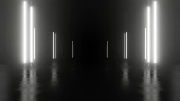 Abstraktní Tmavý Sci Futuristický Prostor Tunelu Neonovým Světlem Smyčka Animace — Stock video