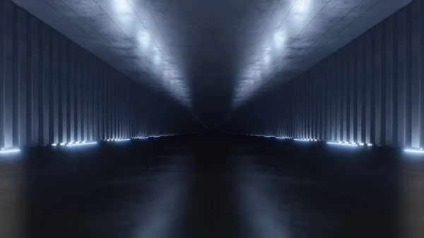 Renderelés Sötét Elvont Sci Alagút Neon Fény Futurisztikus Űrhajó Folyosó — Stock Fotó