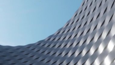 Dalgalı dış görünüşlü soyut modern mimari, 3D görüntüleme.